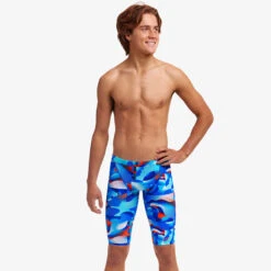 Funky Trunks - Battle Blue - Boys Training Jammers -Funky Trunks Swim Gear Store funky trunks battle blue boys training jammers 5
