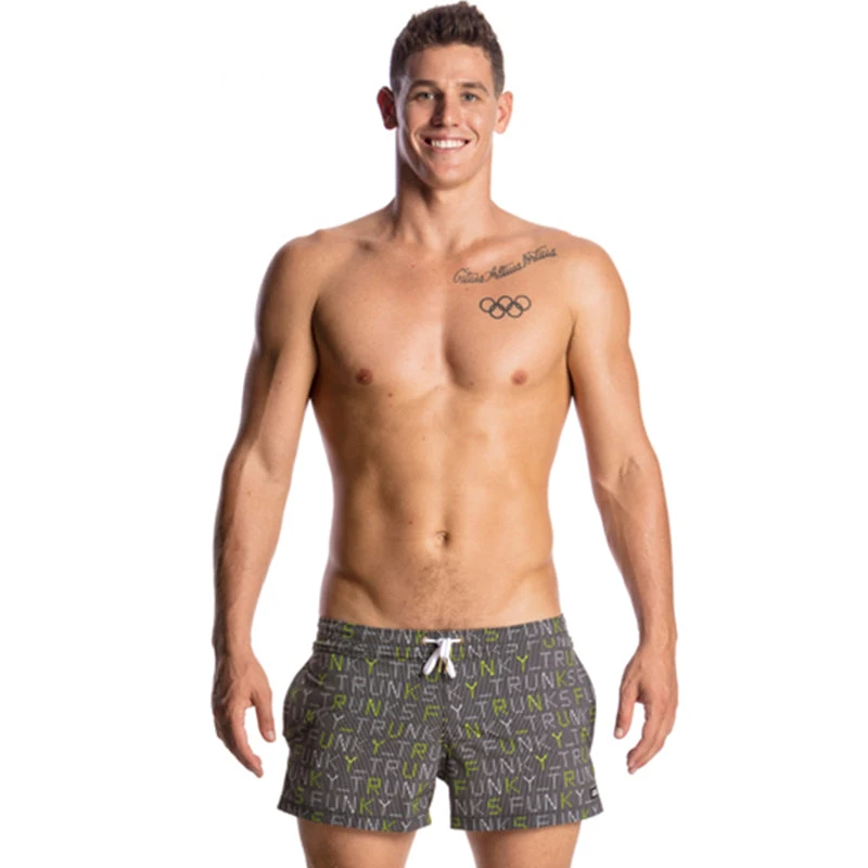 Funky Trunks - Binary Bro Mens Shorty Shorts 1 Funky Trunks - Binary Bro Mens Shorty Shorts